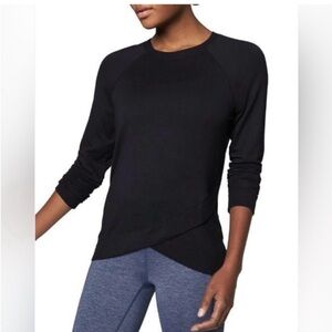 Athleta Serenity Criss Cross Sweater blue Silky Pullover Soft Womens Size S